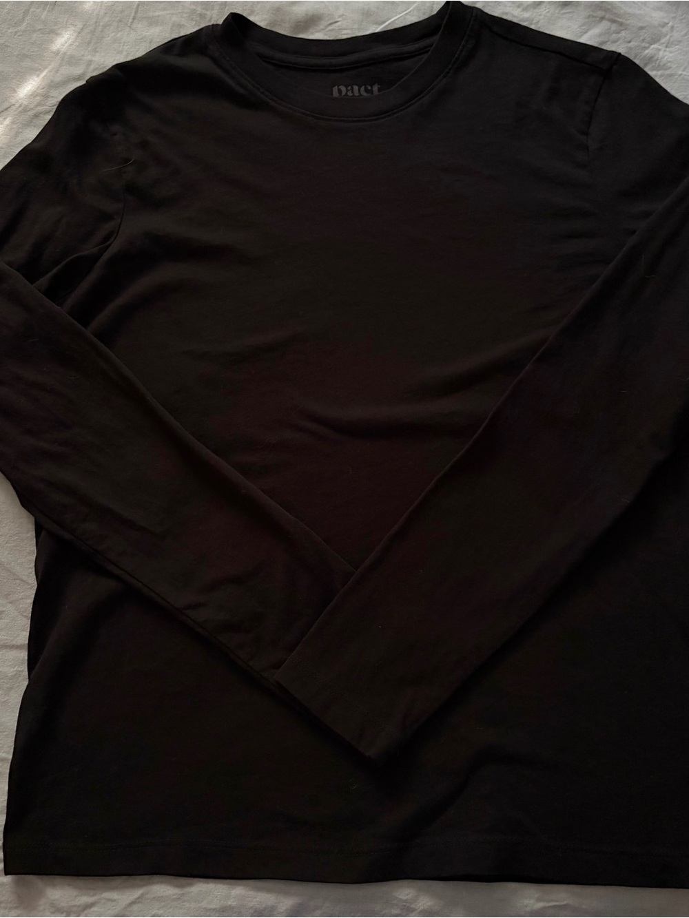 Pact Black Long-Sleeve Crewneck Tee